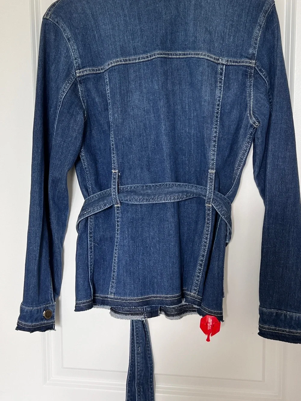 NWT Kobi Halperin Blue Becca Tie-Waist Denim Utility Jacket